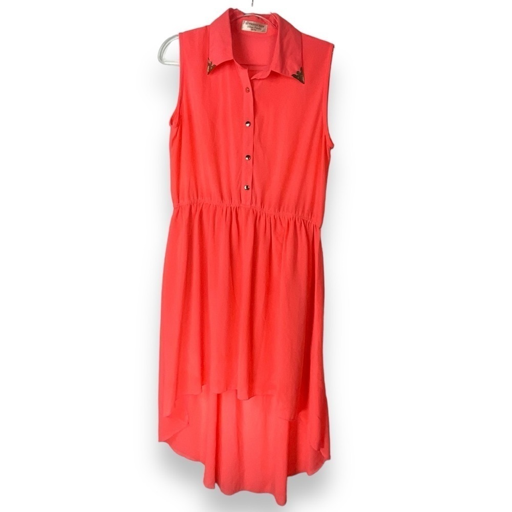 Vintage Dress Western Neon High Low Cowgirl Orange Coral Shirt Fluorescent Sze L